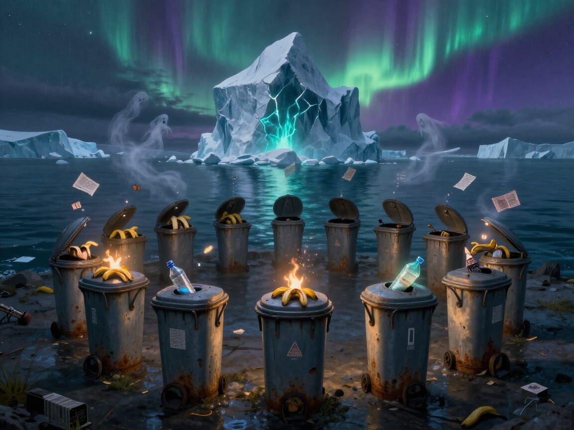 Surreal Freckled Litter Bins Exorcise Ominous Iceberg