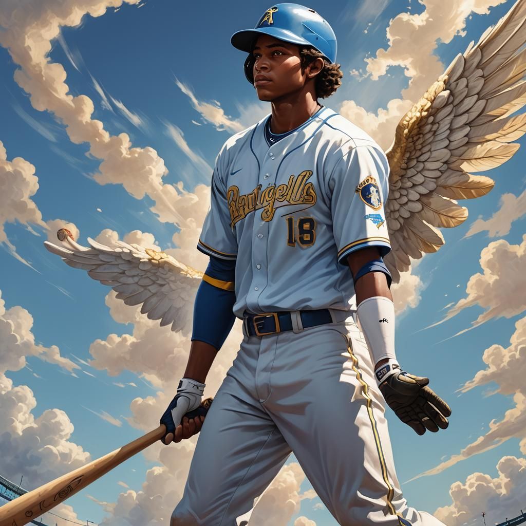 Angel's Baseball Player with Bat in Digital Art
