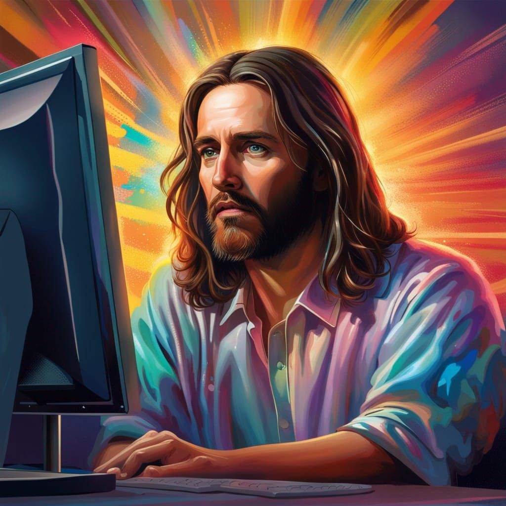 Jesus Christ in Office, Hyperrealistic Concept Art