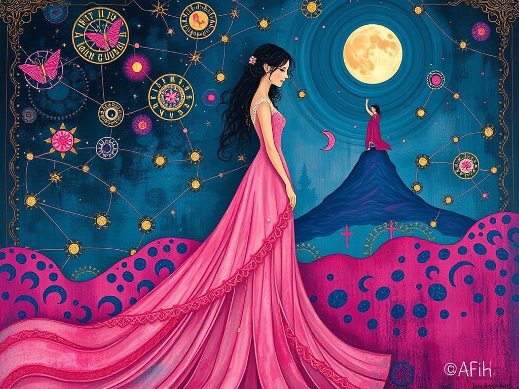 Fuschia Dream Guardian in Post-Impressionist Style