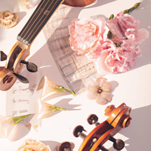 Harmonious Pastel Flowers and Musical Instruments