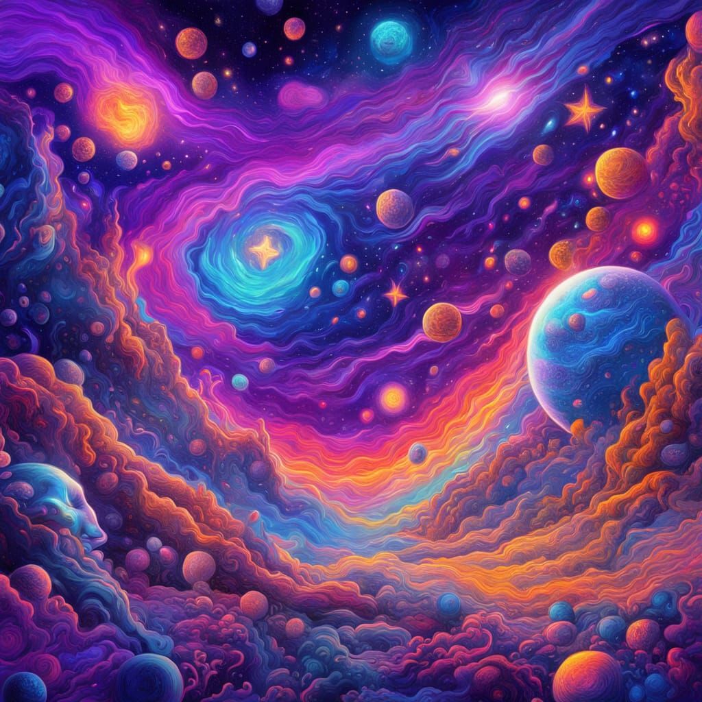 Surreal Weirdos in Space with Psychedelic Art