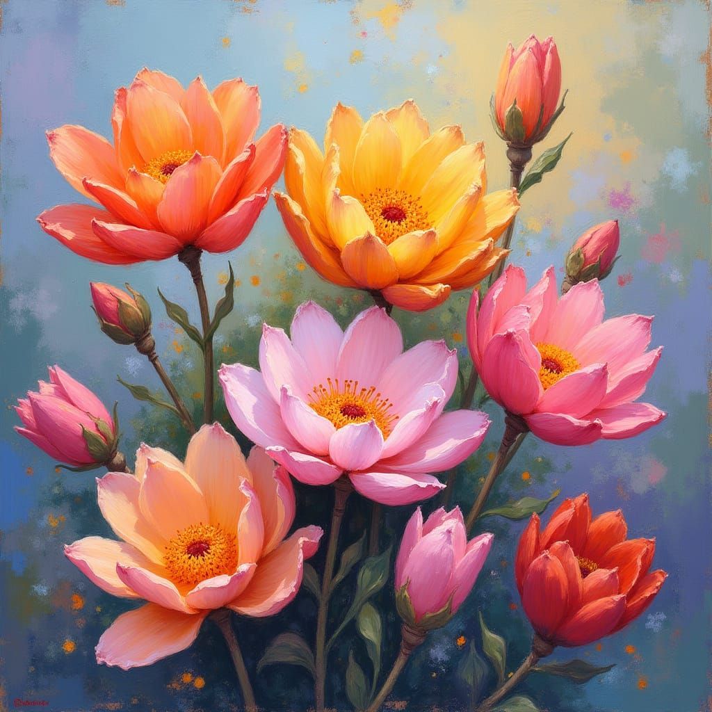 Blooming Floral Wonderland in Impressionist Style