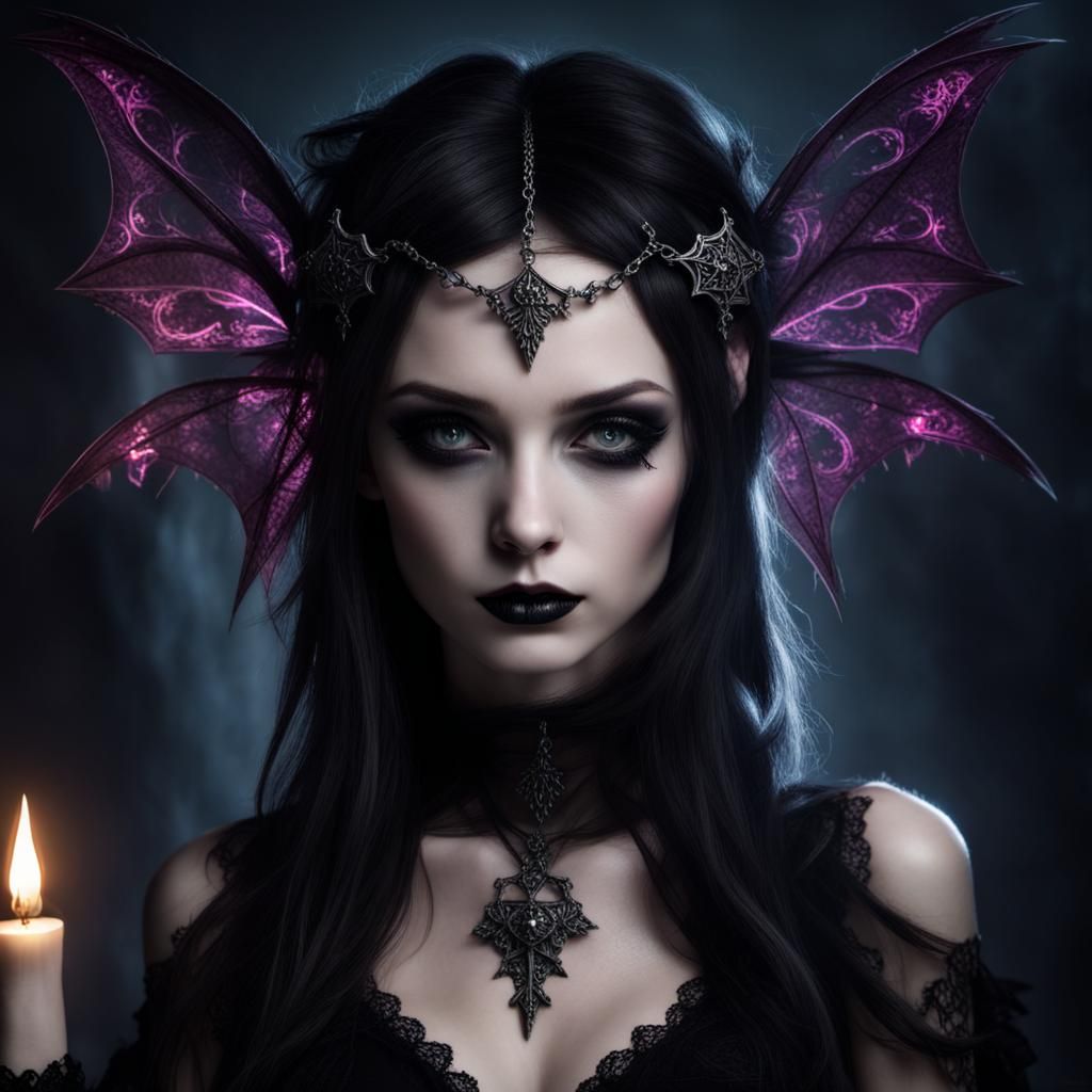 Ethereal Gothic Fairy in Dramatic Lighting