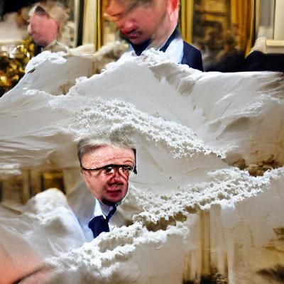 Satirical Party Scene with British Politician