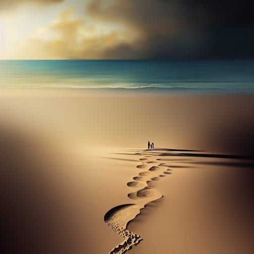 Lonely Beach: Melancholy Seascape in Dreamy Style