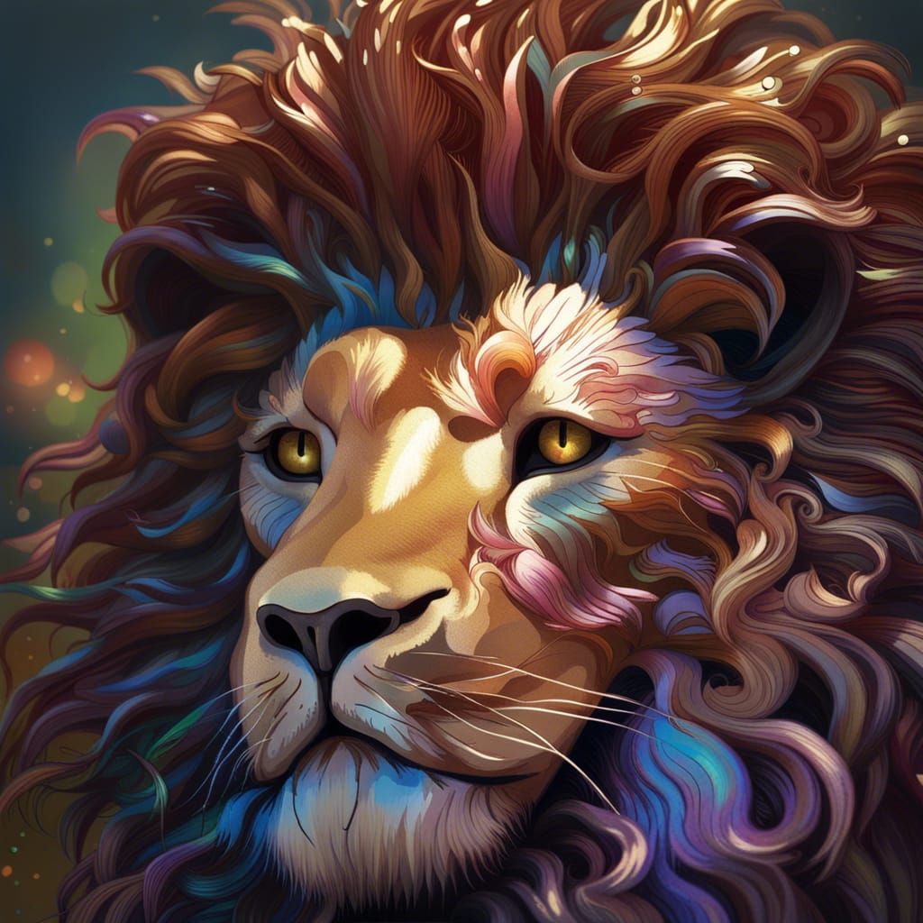 Lion with curly mane