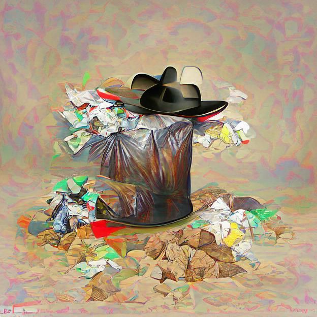 Trash Pile Topped with Cowboy Hat: Photo Illustration