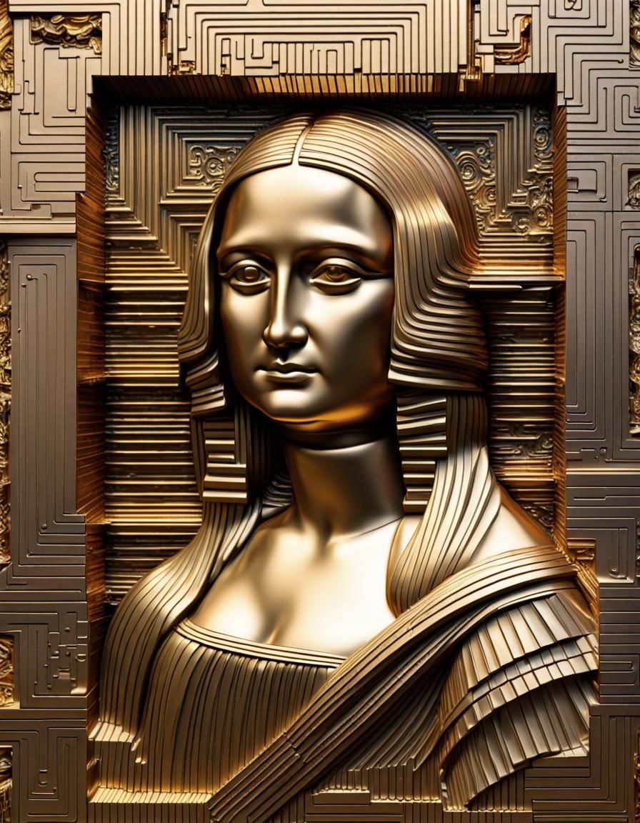 Mona Lisa Bismuth Bas Relief Photorealism