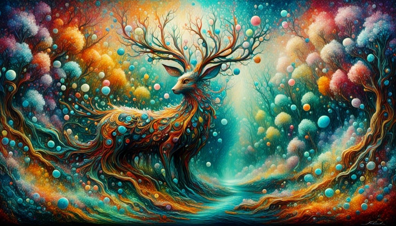 Abstract Whimsical Forest in Picasso-Burton Style