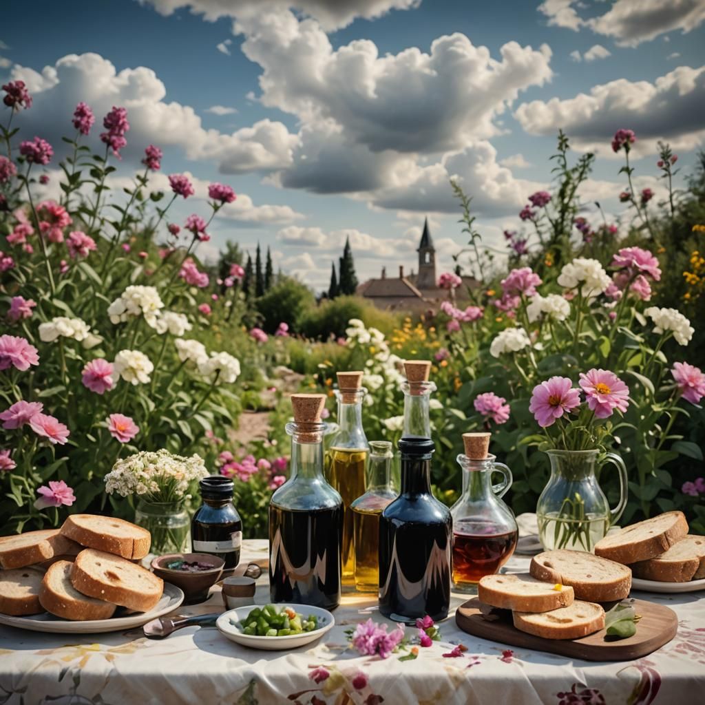 Surreal Still Life with Oil and Vinegar