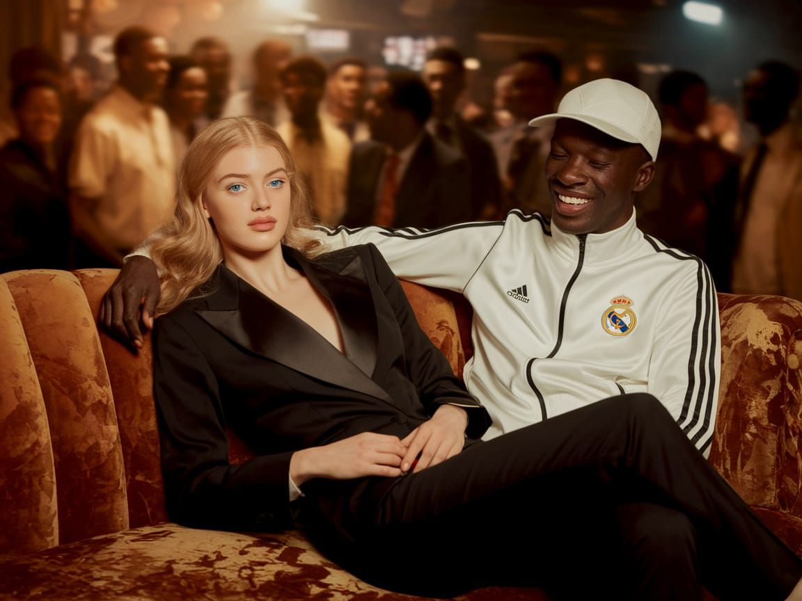 Elegant Woman in Derelict Club, Chiaroscuro Style