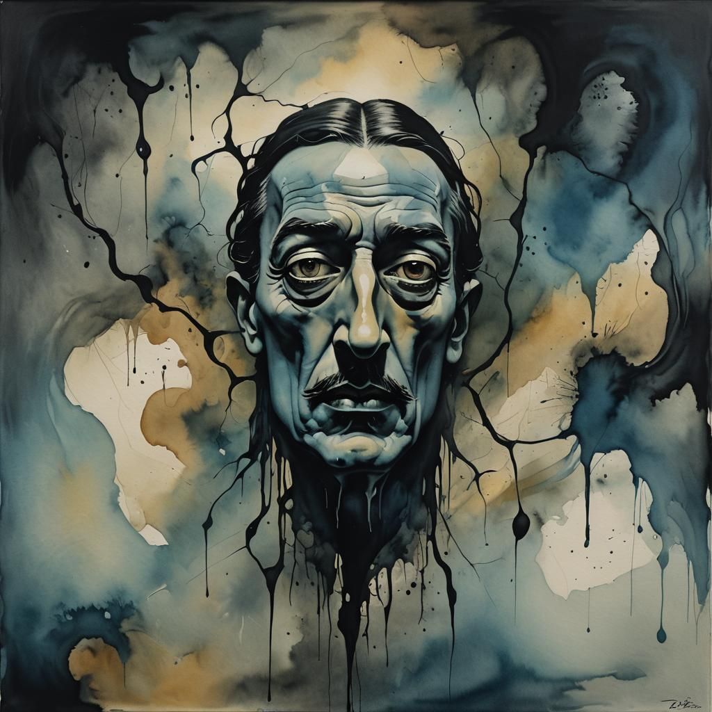 Surreal Dark and Moody Watercolor Art