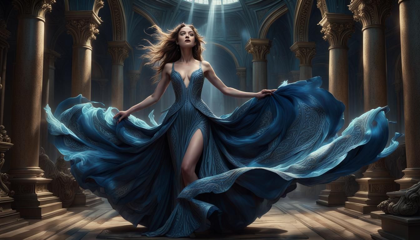 Opera Singer in Blue Dress: Fifth Element Inspired Art