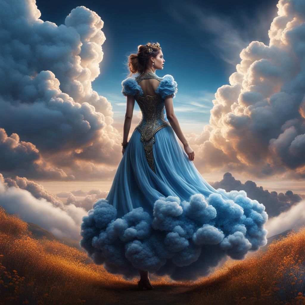 Woman's Cloud Dress: Fantastical Digital Art