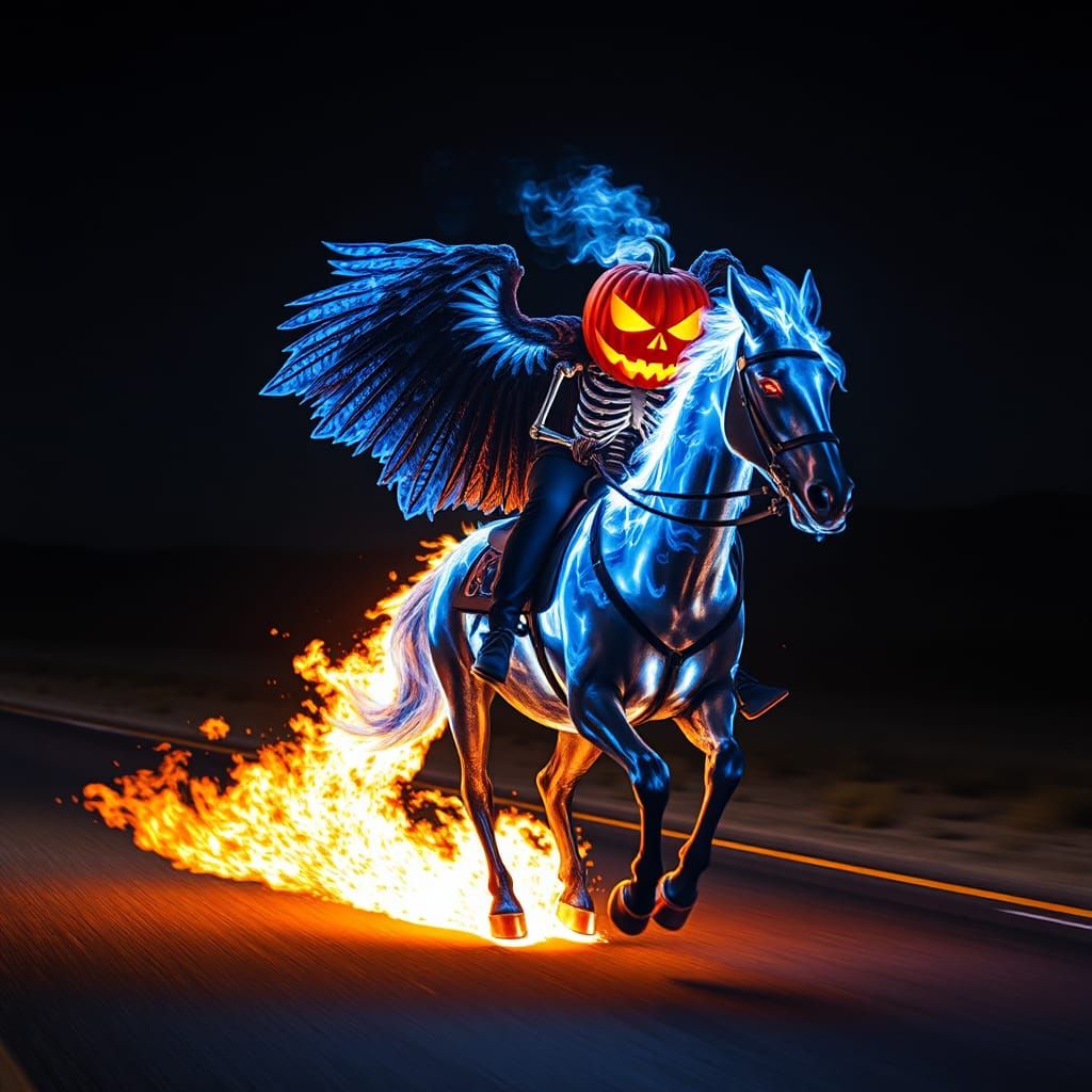 Ghost Rider Jack-O'-Lantern on Flaming Horse