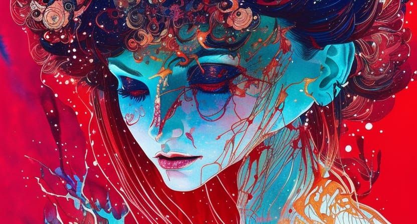 Flame Goddess in Watercolor Style Digital Art