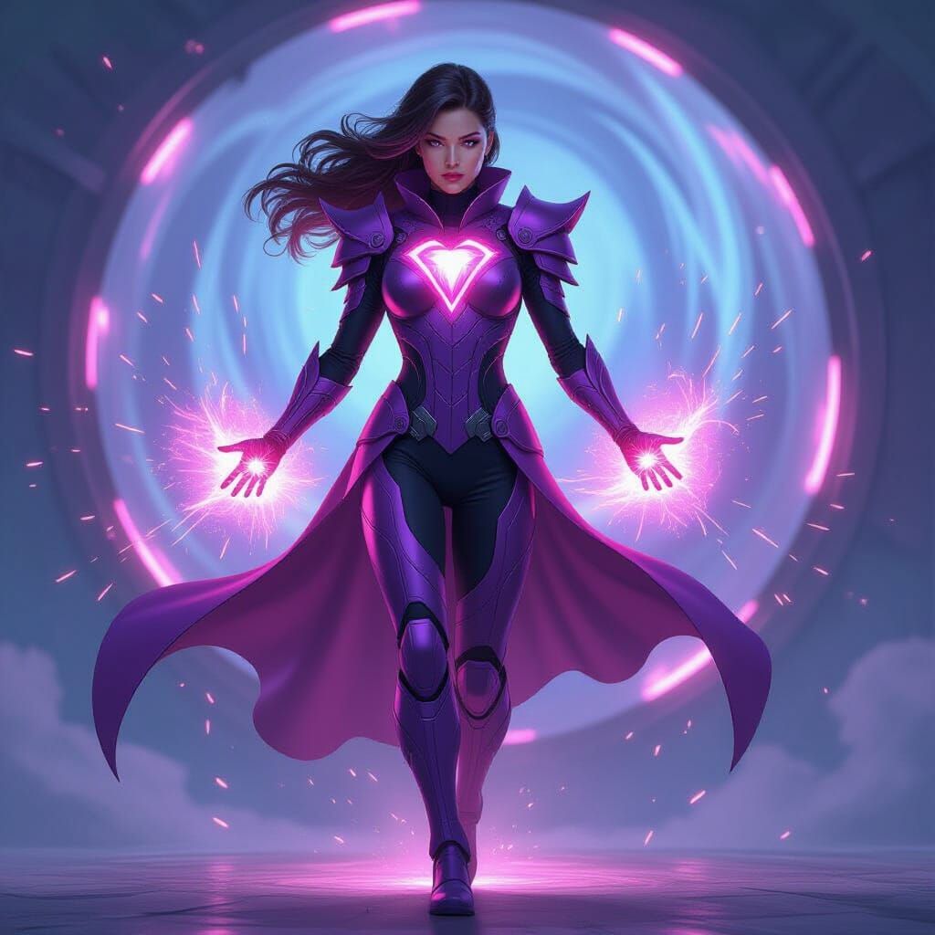Female Superhero in Cosmic Armor