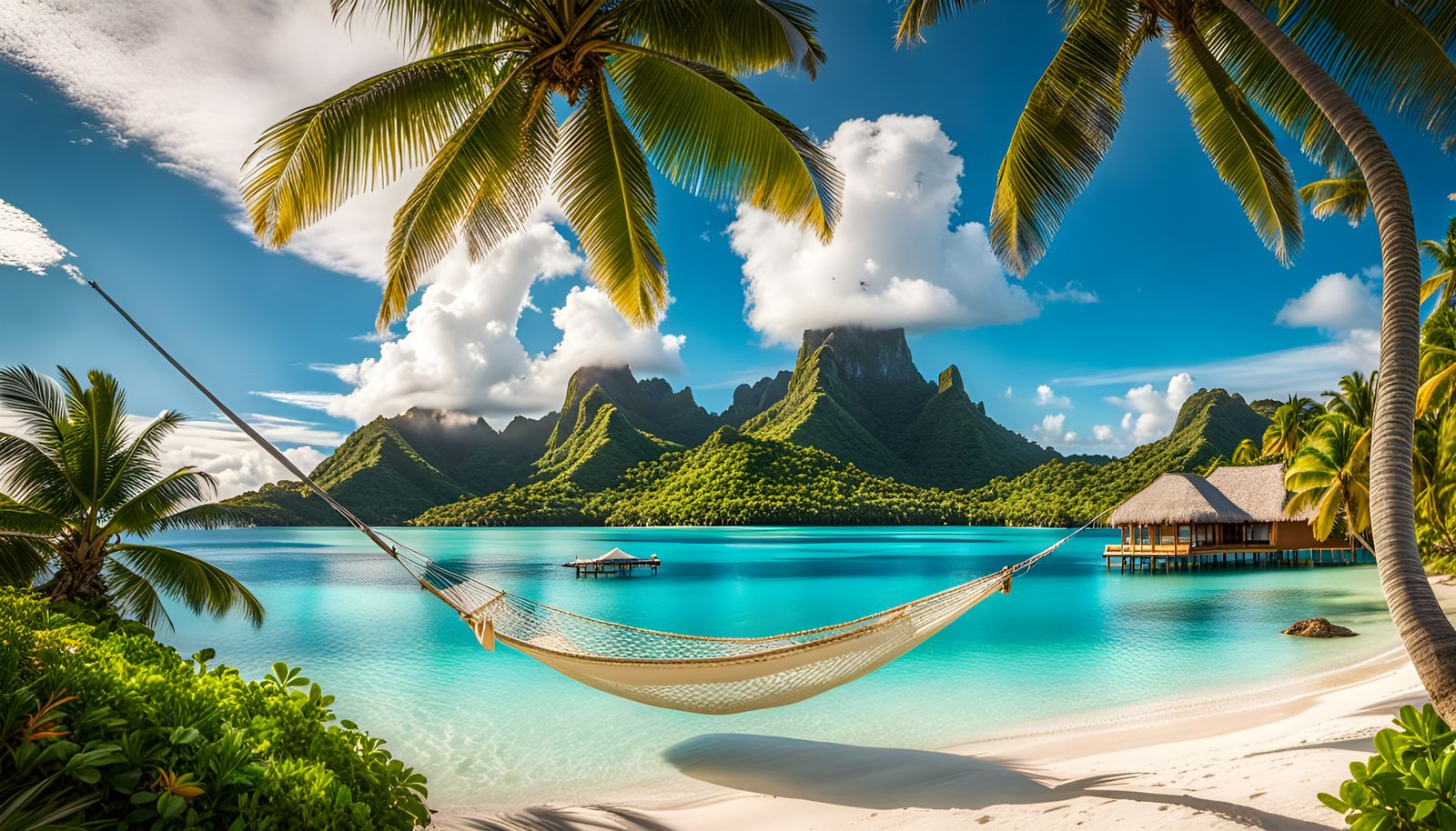 Bora Bora Island Oasis at Sunset