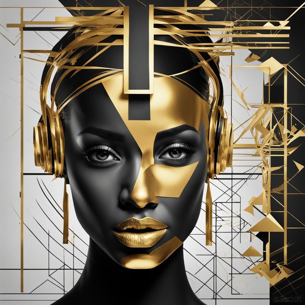 Black and Gold Beauty: 3D Portrait in Pop Art Style