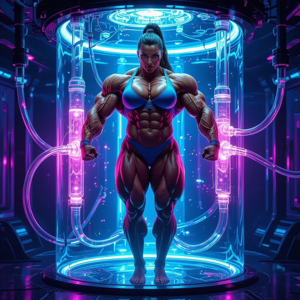 A woman bodybuilder with an extremely massive physique who i...