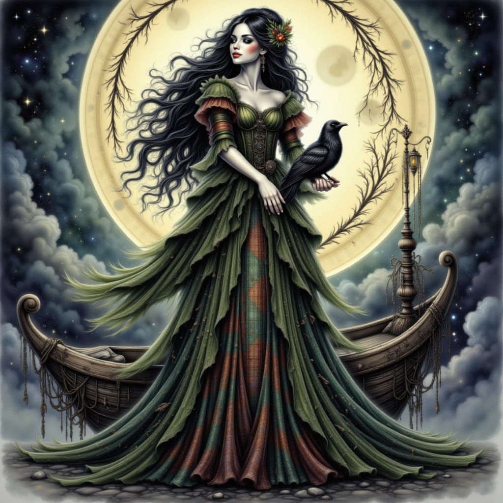 Ethereal Celtic Queen in a Whimsical Watercolor Atmosphere