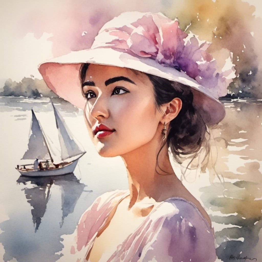 Impressionist Watercolor Portrait by Turner