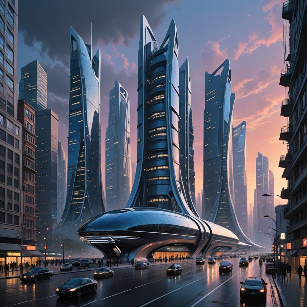 Futuristic Metropolis Unfolds Amidst Ethereal Mist