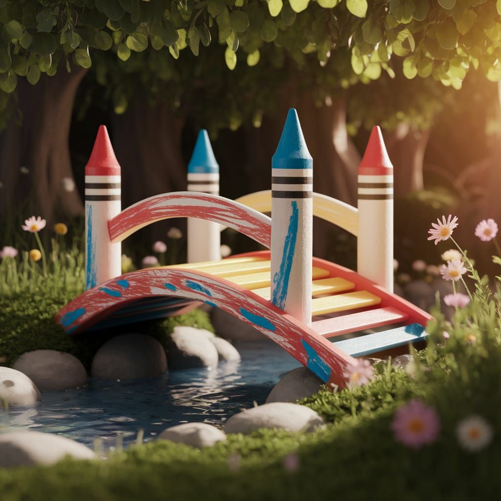 Charming Whimsical Bridge in Vibrant Colors