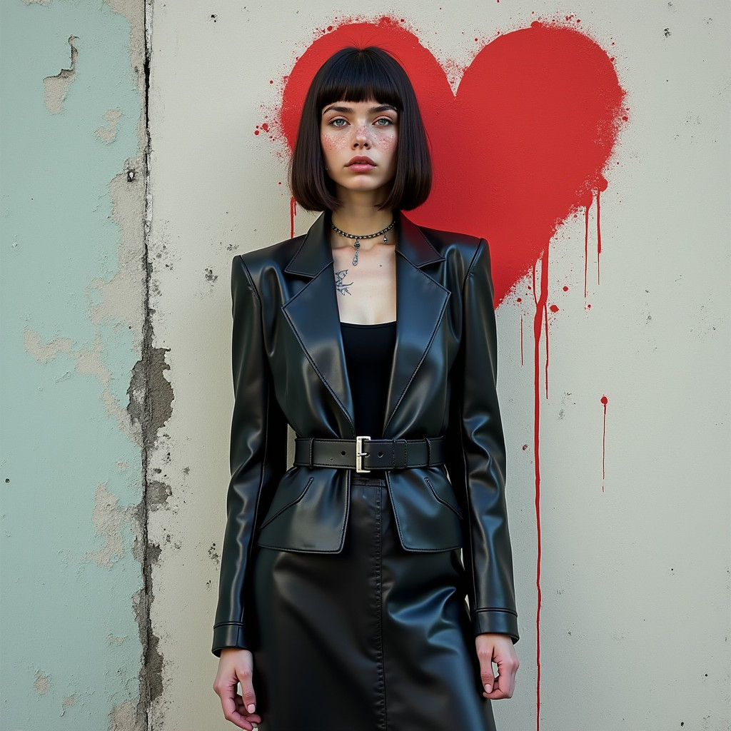 Scandinavian Model in Avant-Garde Fashion with Graffiti Art