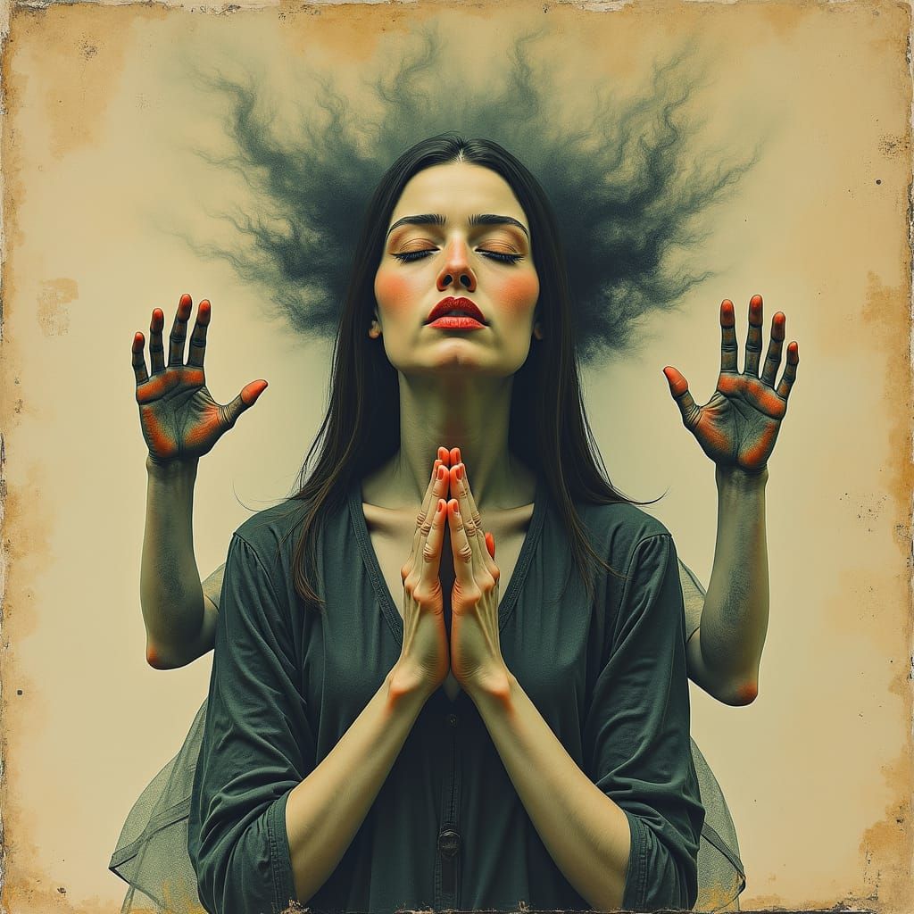 Spiritualist Medium in Surrealist Dreamscape