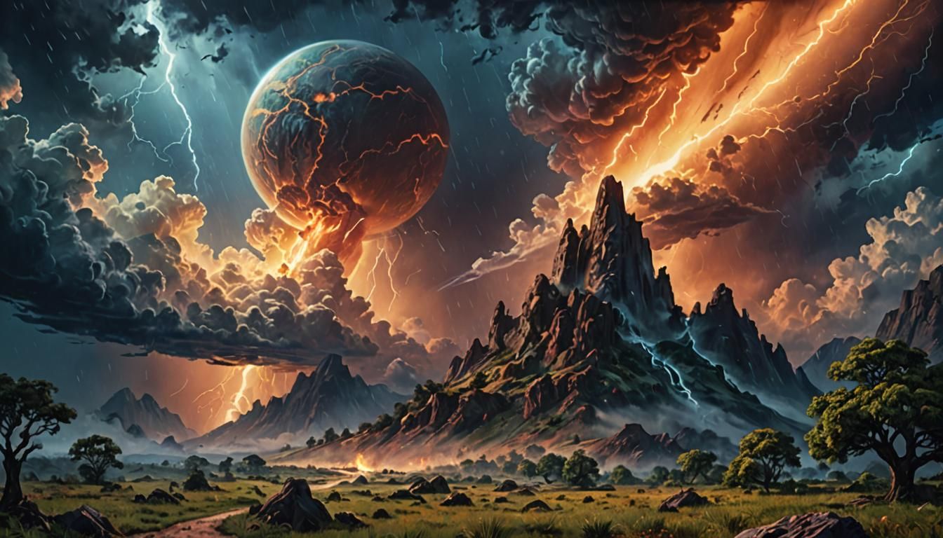 Planet-Killing Comet in Pop Art Impressionism