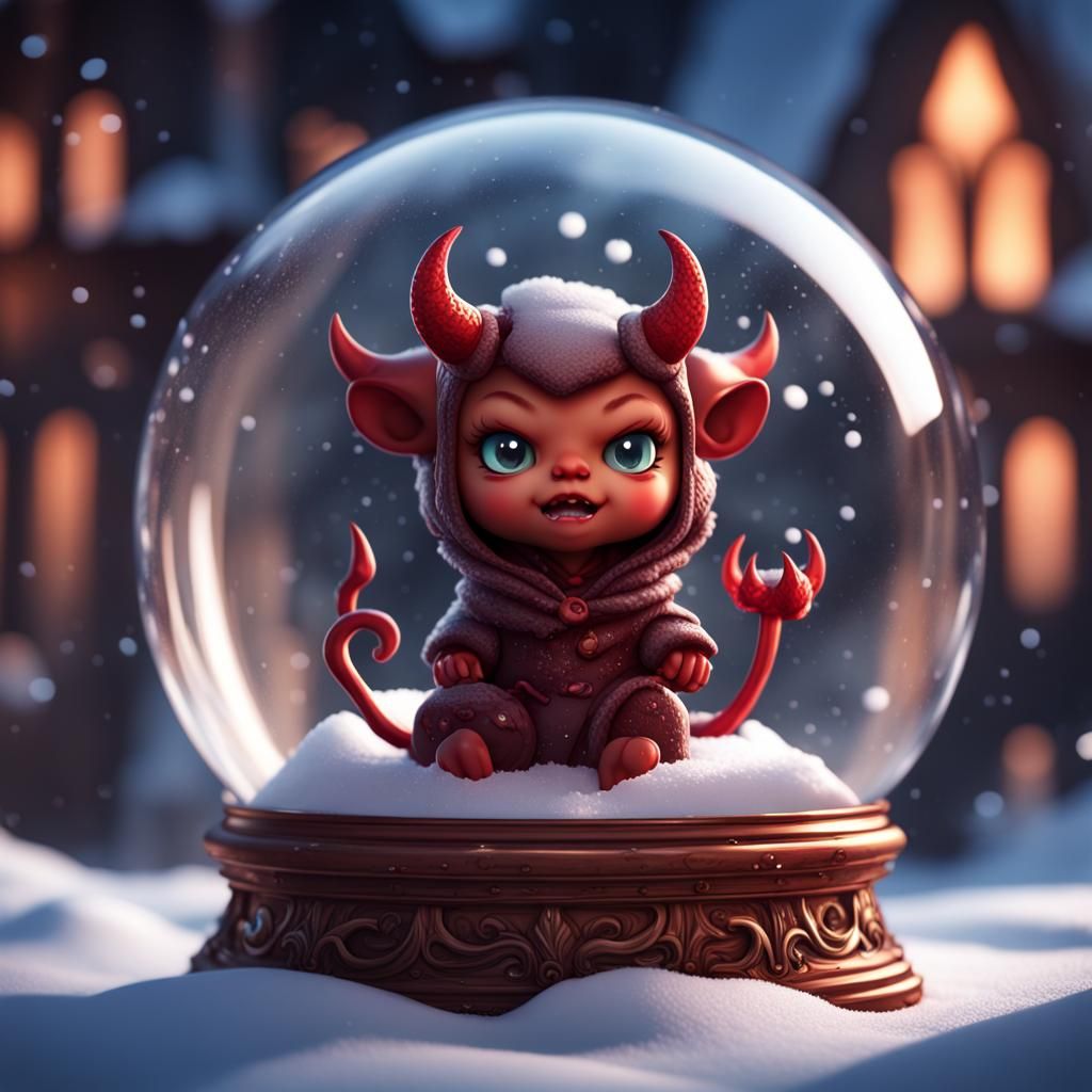 Chibi Devil Inside a Snow Globe