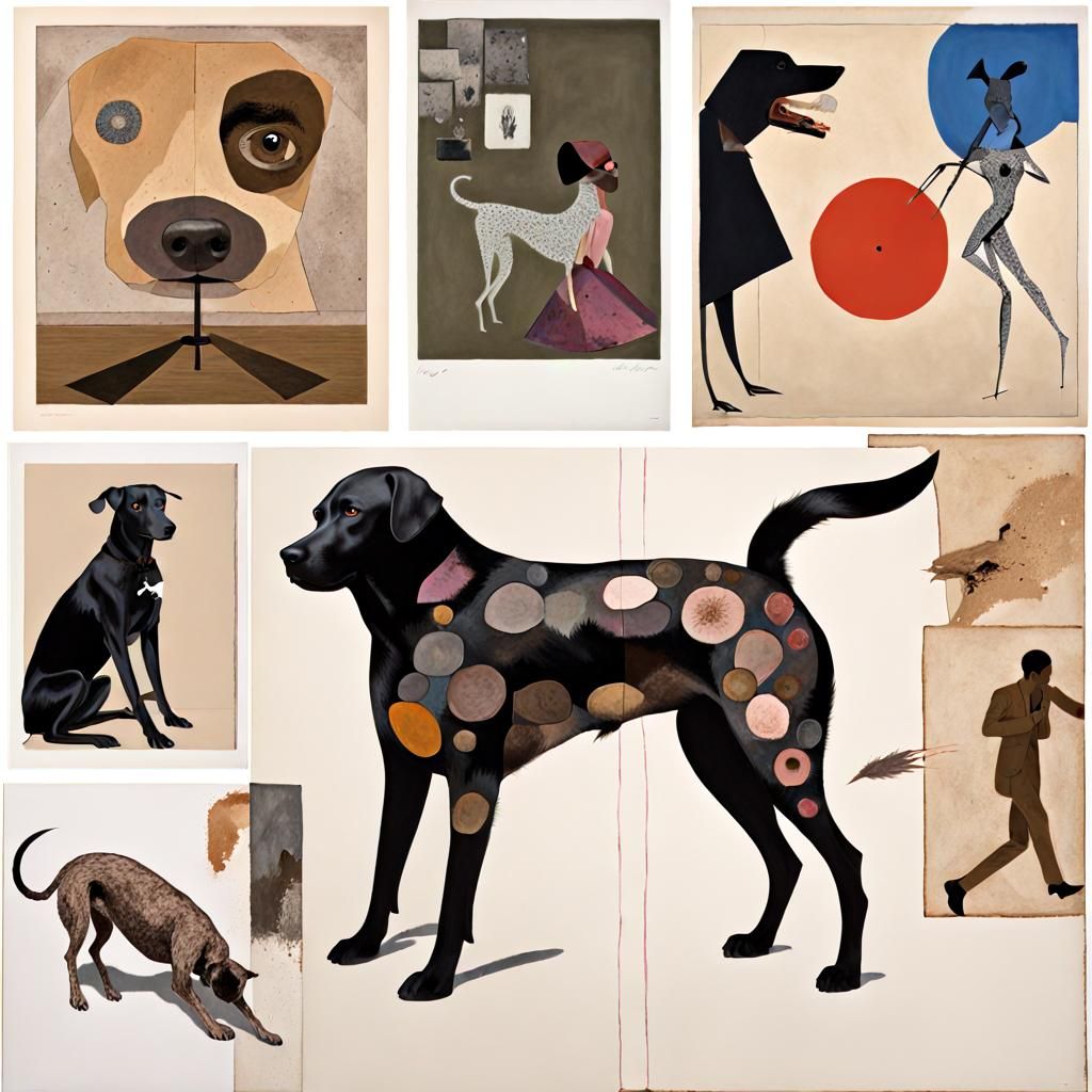 Dog Illustration in Mixed Media Style