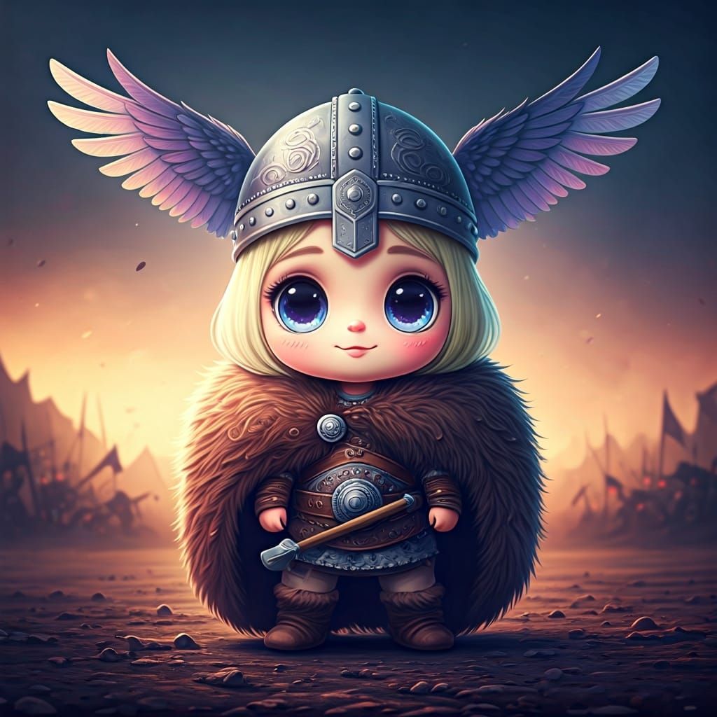 Kawaii Viking Warrior with Plush Axe