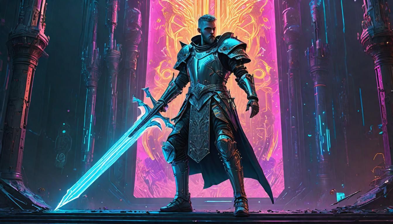 Cyberpunk King Arthur Pulls Excalibur