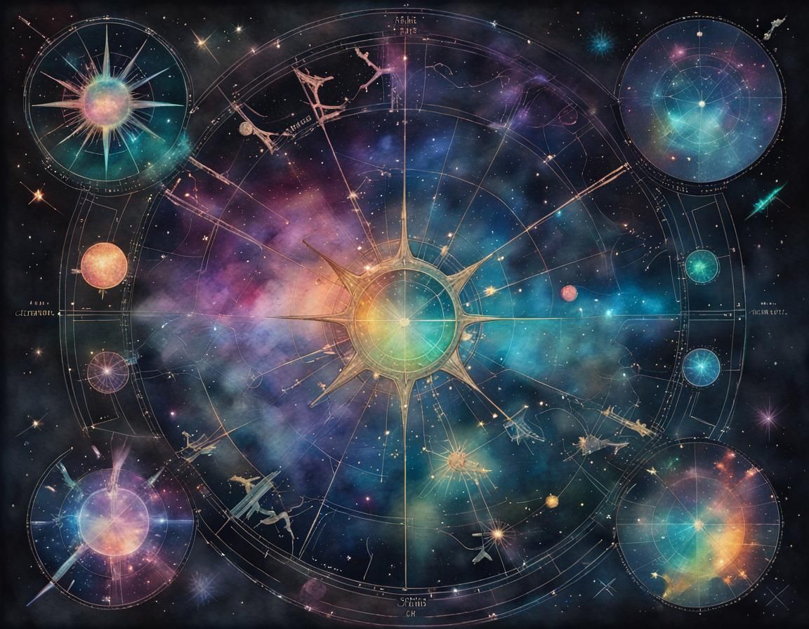 Watercolor Map of the Stars in Art Nouveau Style