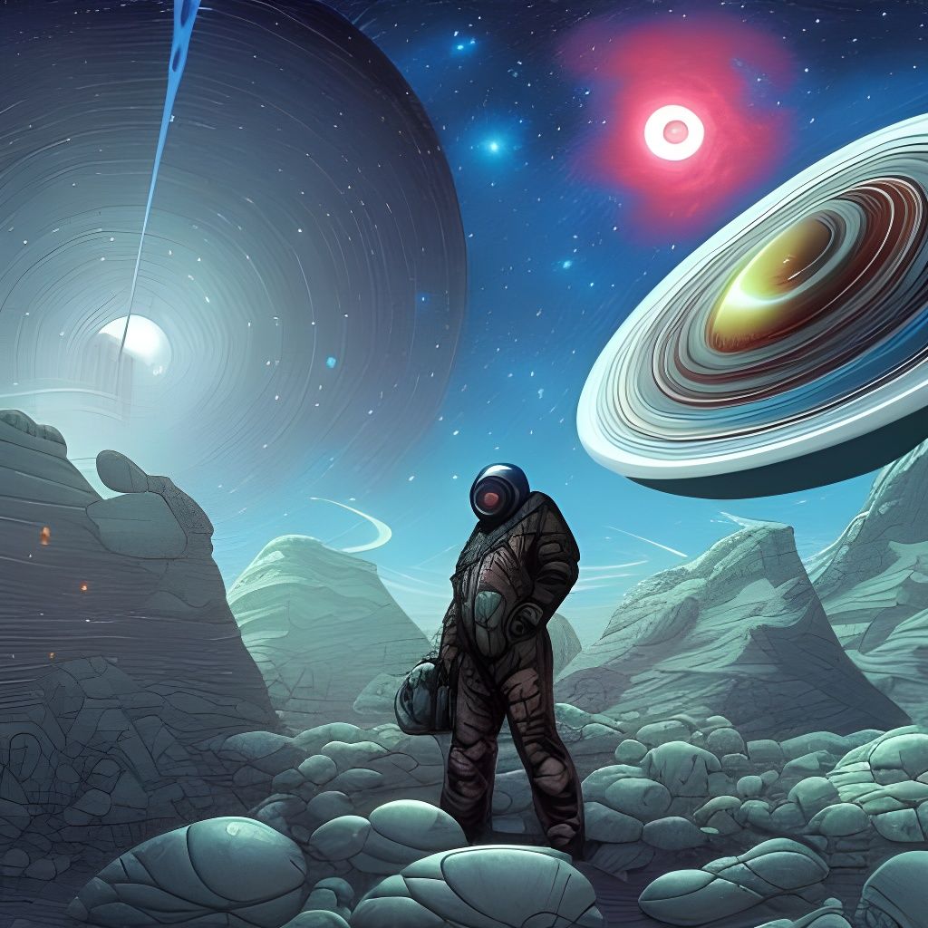 Galactic Exploration in Comic Book Art Style
