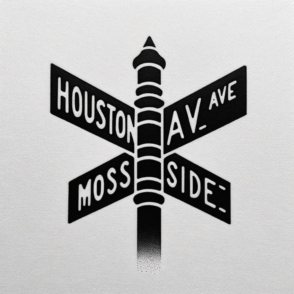 Tattoo Stencil of Crossing Houston Ave and Moss Side Street ...