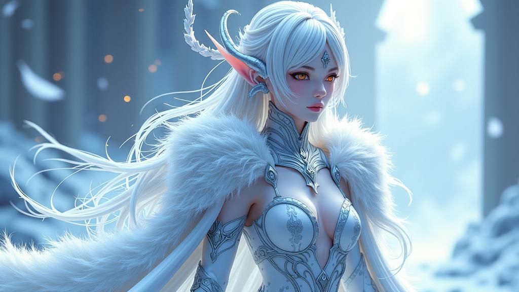 Icy Dom Devil in White Armor, 3D Anime Art