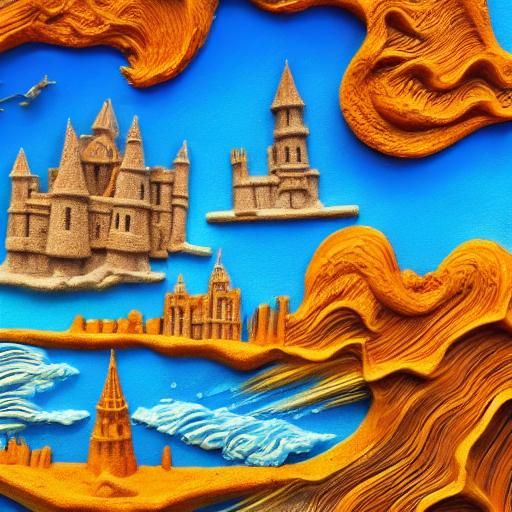 Surreal Sandcastle: Dreamlike Macro Beach Art