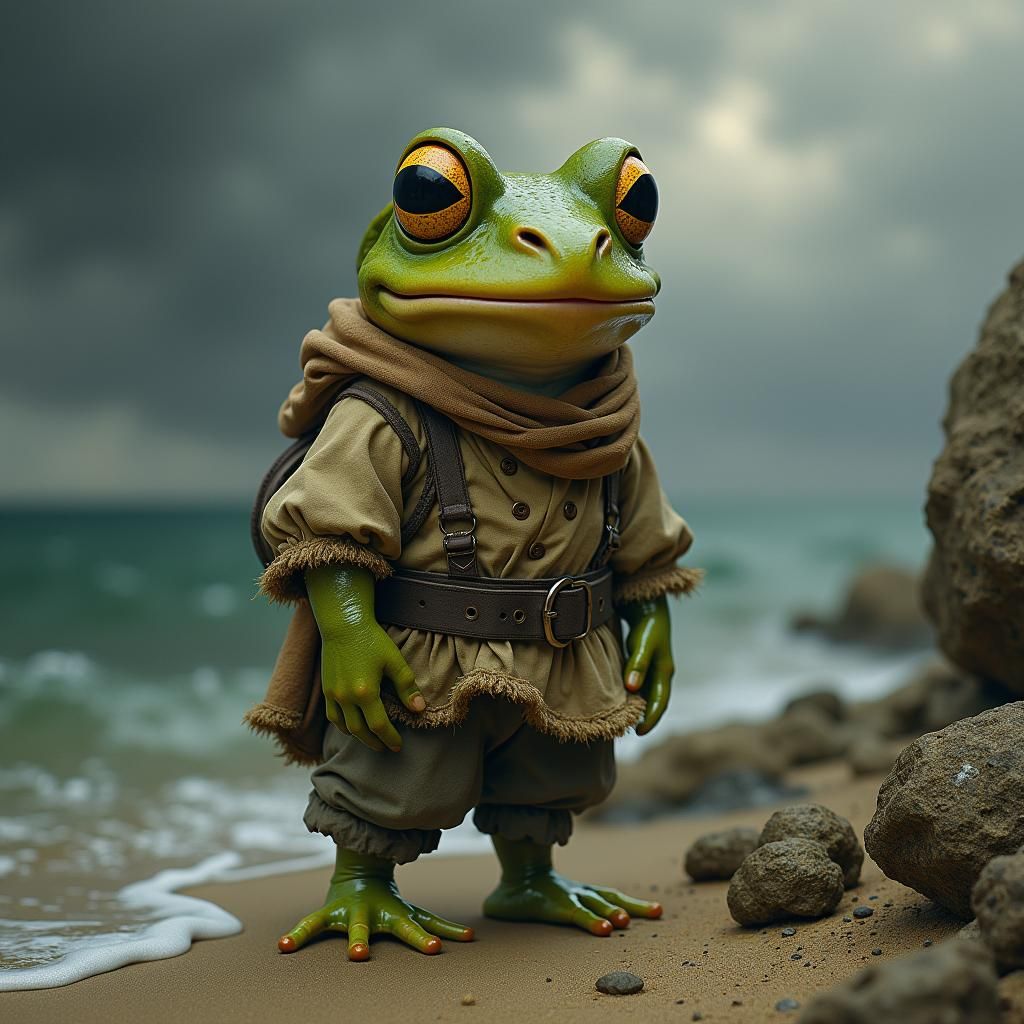 Mr. Jeremy Fisher as Caliban in Photorealistic Oil Painting