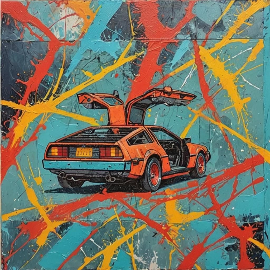 Marty McFly and DeLorean in Abstract Art
