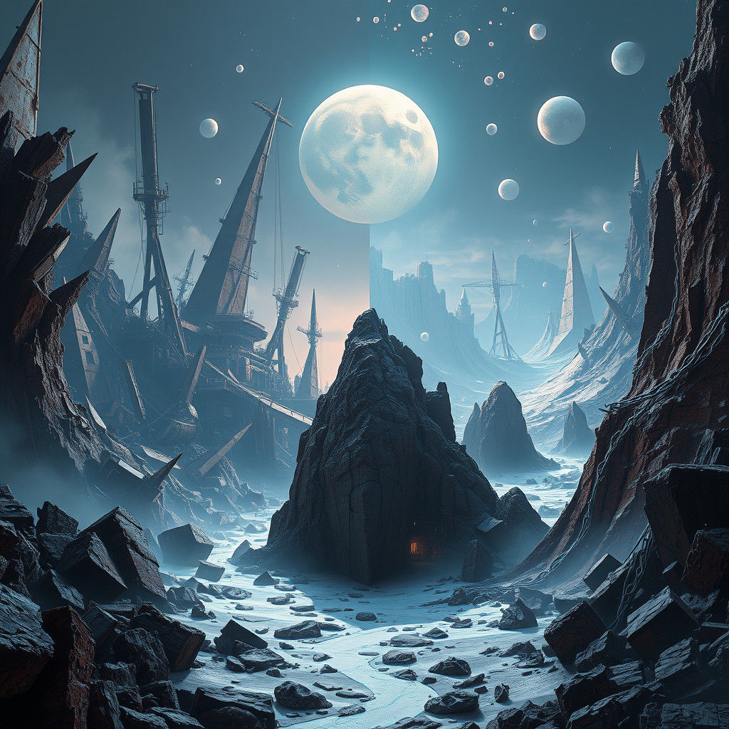 Dual Worldscape: Light and Darkness in Surreal Contrast