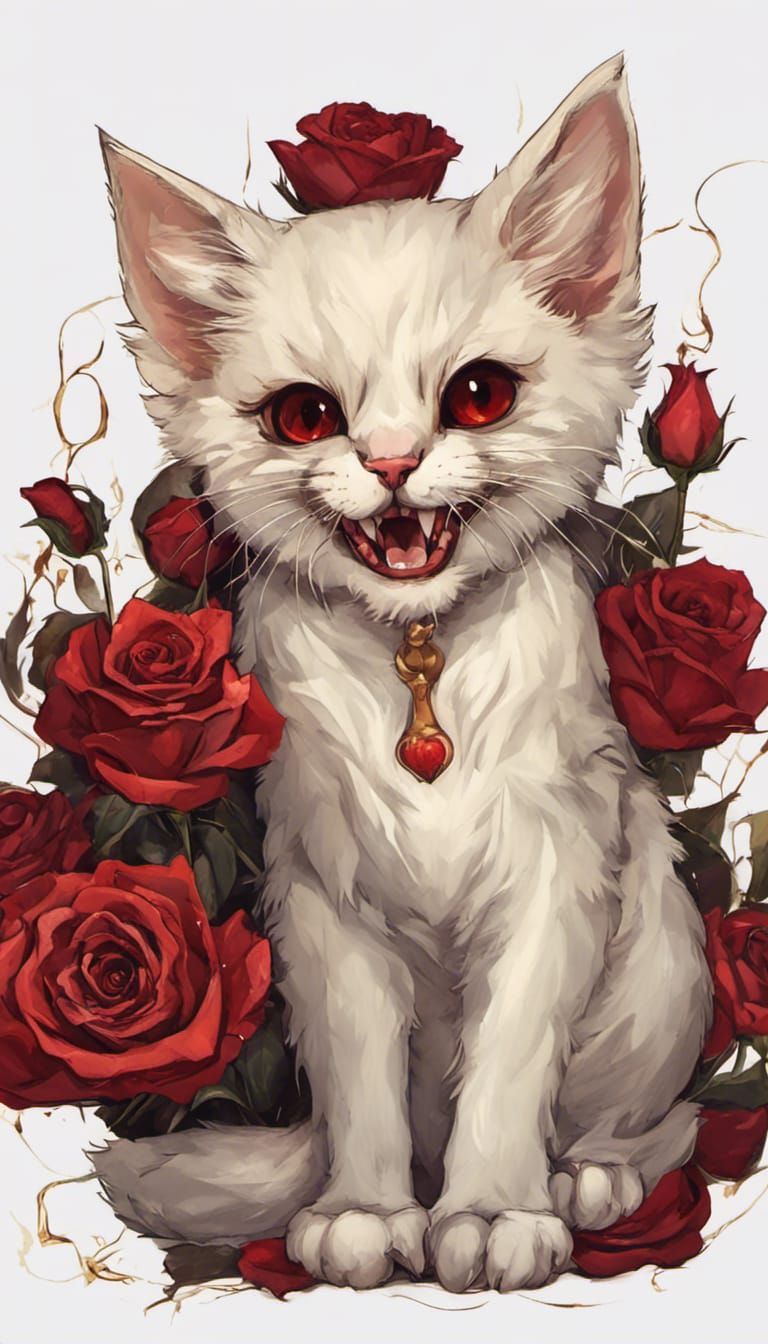 Golden Vampire Kitten with Roses