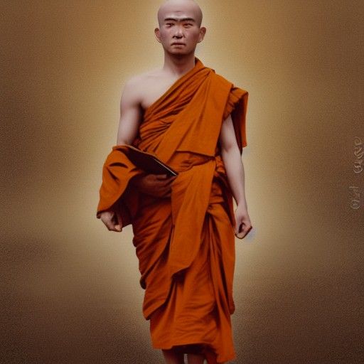 Detailed Matte Painting of Thailand Buddhist Monk