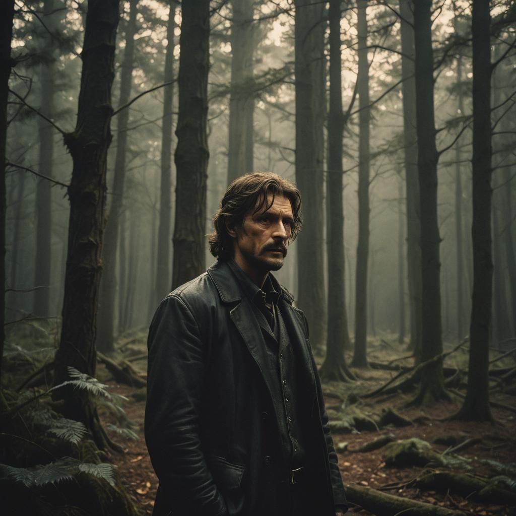 Brooding Sirius Black in Dark Fantasy Forest