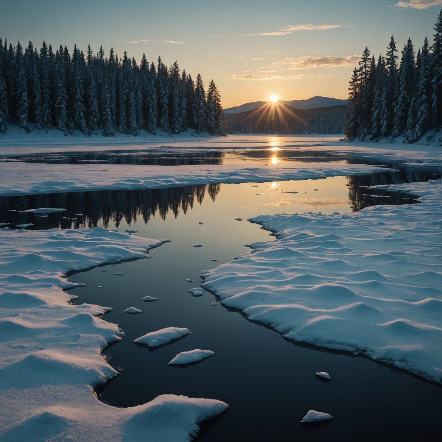 Frozen Lake Sunrise: Epic Cinematic Masterpiece