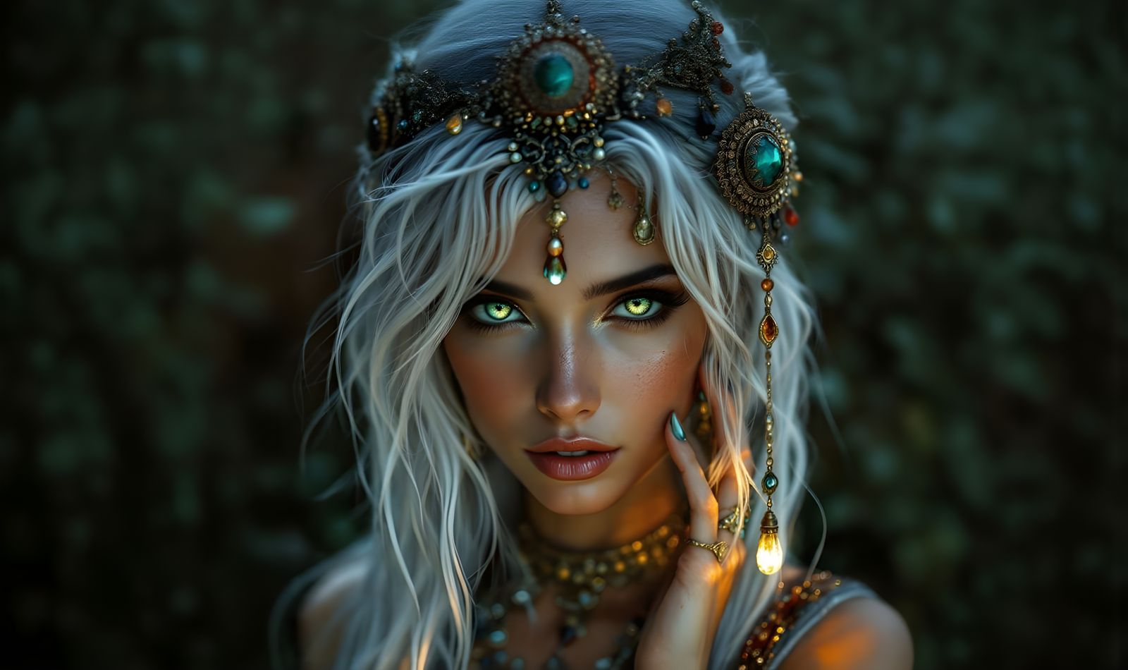 Enchanting Gypsy Woman's Piercing Gaze
