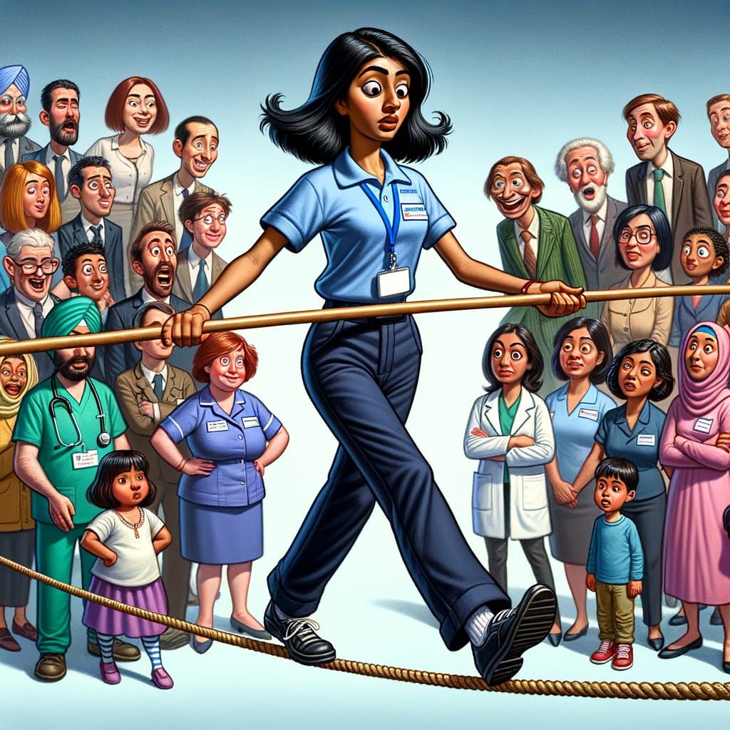 Physiotherapist Juggles Balance in Whimsical Circus Scene